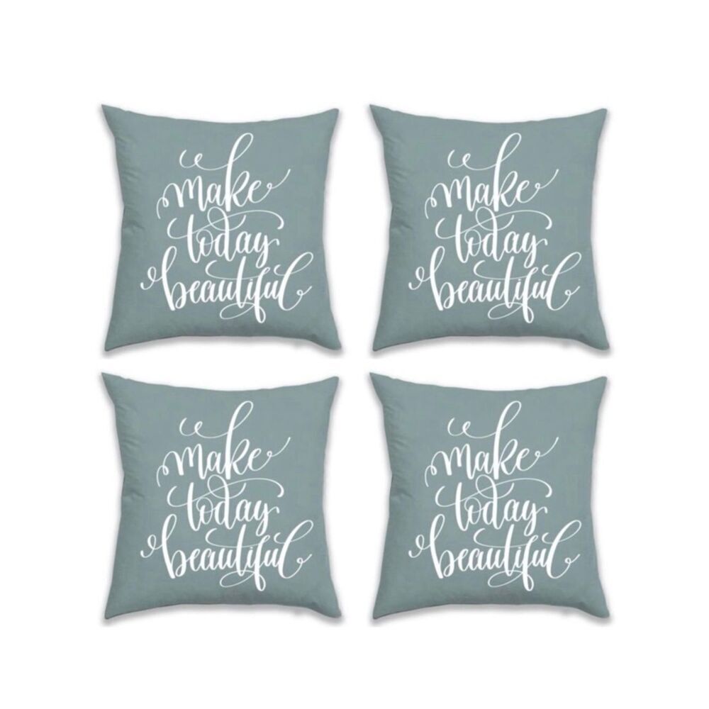 NWT 4 Make Today Beautiful 18×18Sage Green Grey Reversible Pillow Cushion Covers